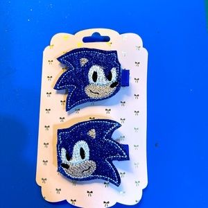 Blue hedgehog hair clippies
